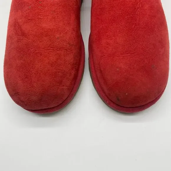 UGG Ultra Mini Red Classic Booties Leather Ankle Boots Winter Women's size 9 - Picture 5 of 11